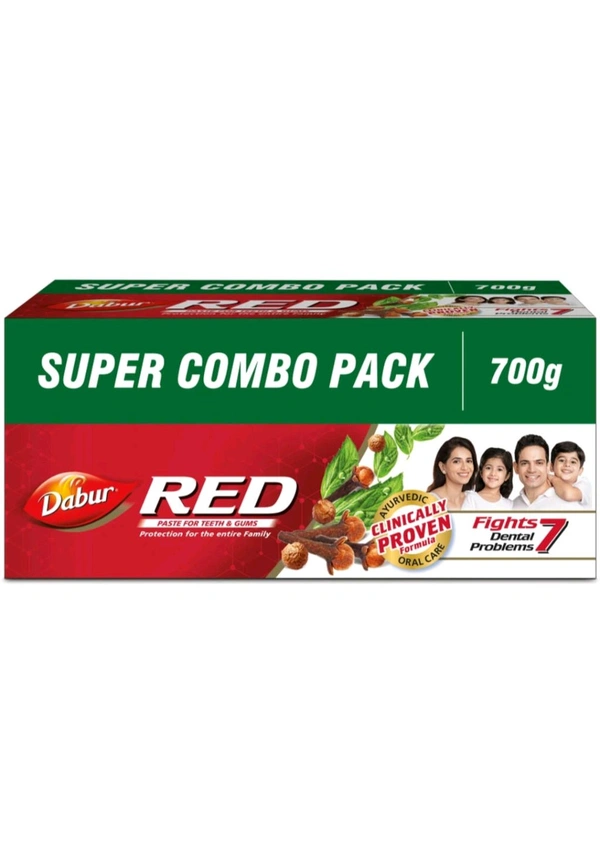 1+1 Dabur Red ToothPaste 700 Gm  ( 175g X 4 Pcs )