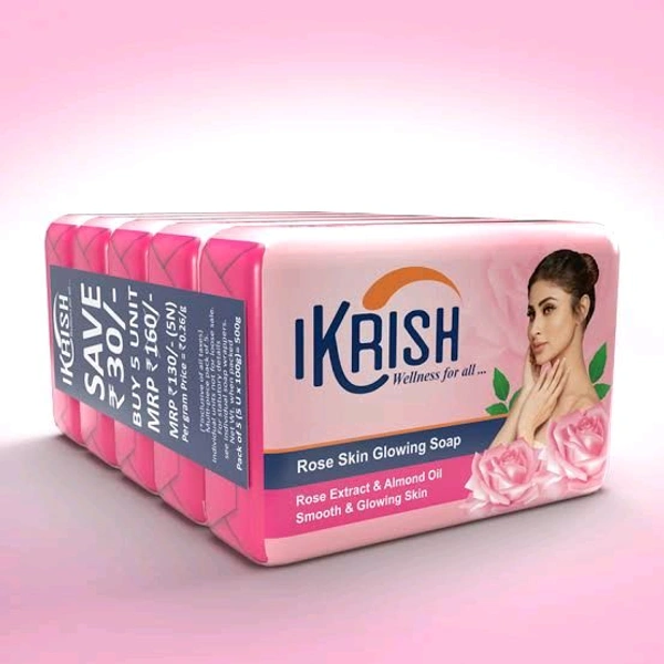 Ikrish Rose Skin Glowing Soap (100gm X 5 Pcs )