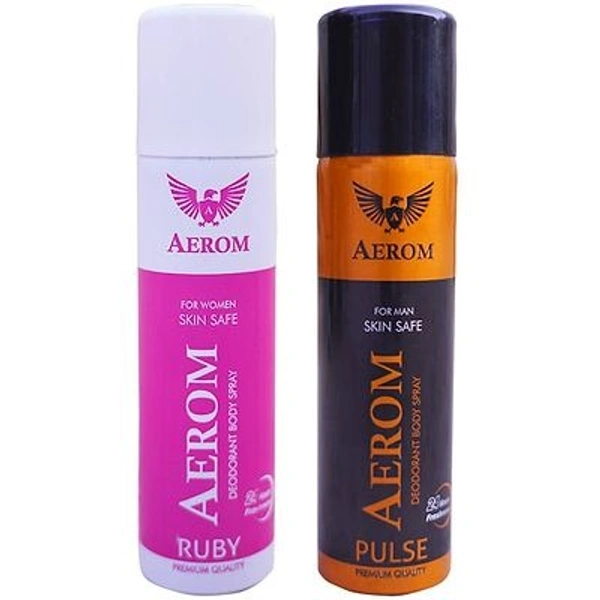 AEROM RUBY & PULSE DEODORANT BODY SPRAY FOR MEN & WOMEN, 300 ML (PACK OF 2)