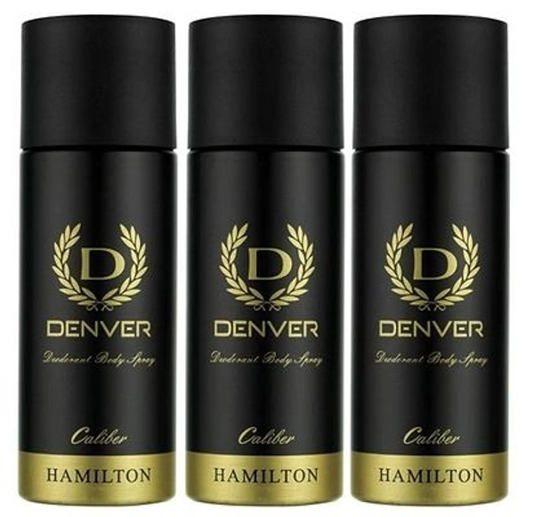 DENVER CALIBER DEODORANT BODY SPRAY FOR MEN, 165 ML (PACK OF 3)