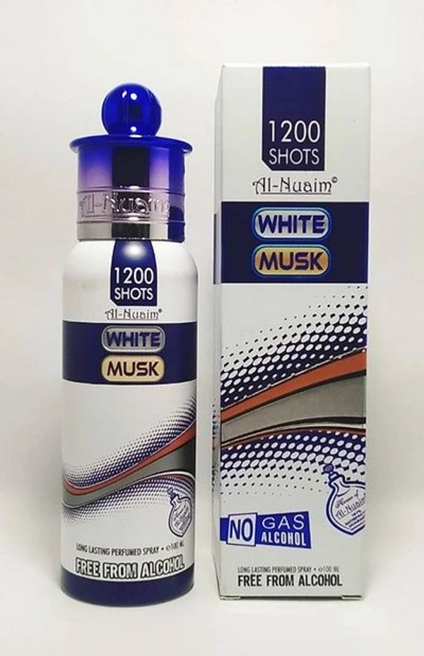 AL NUAIM BRAND 100% ORIGINAL (1200 SHOTS) WHITE MUSK 100ML GREAT FRAGRANCE LONG-LASTING FOR MEN PERFUME.