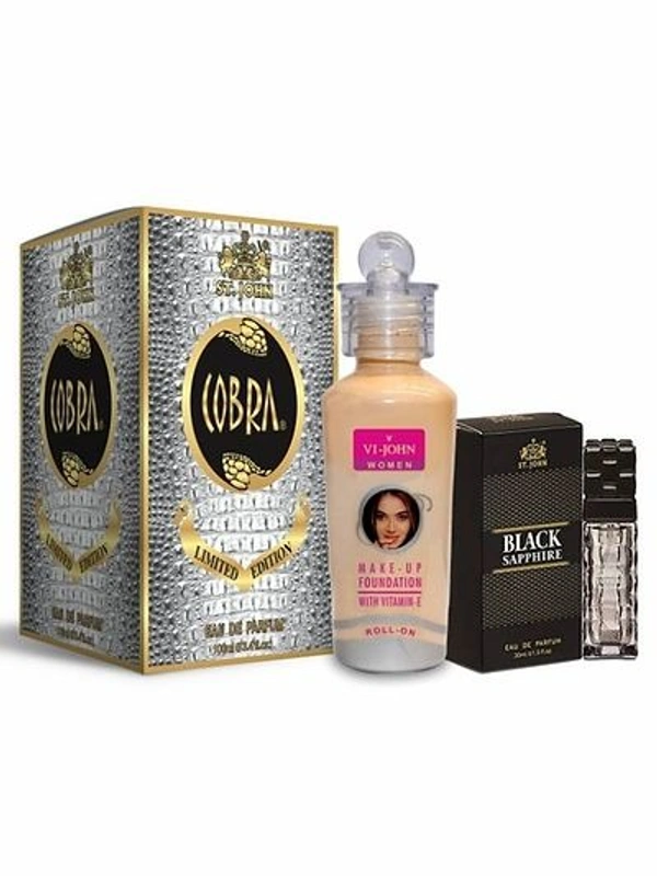 VI-JOHN WOMEN CARE KIT (ROLL ON FOUNDATION 60GM &COBRA PERFUME 60ML & MID NIGHT 30 ML) (3 ITEMS IN THE SET)