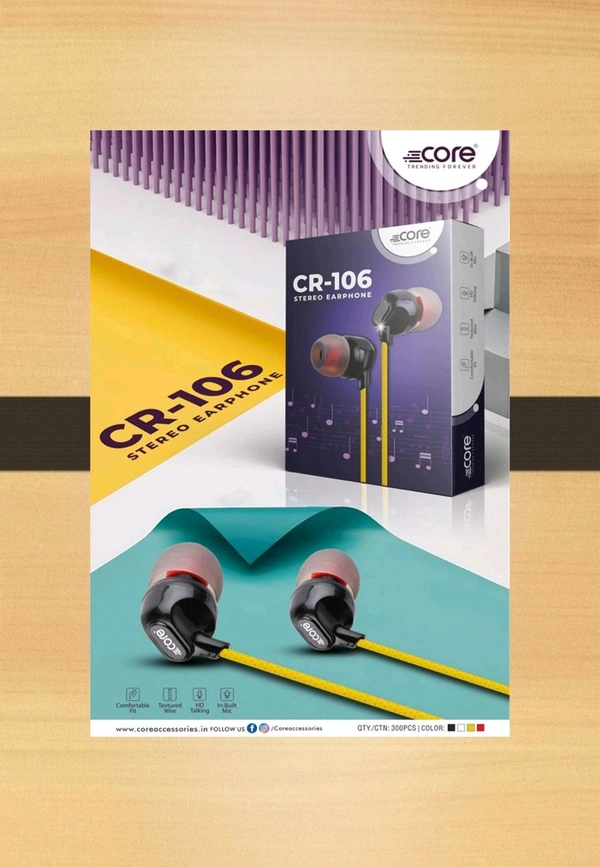 STEREO EARPHONE CR106, 3.5mm Jack - Red