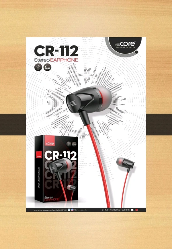 STEREO EARPHONE CR112, 3.5mm Jack - Black