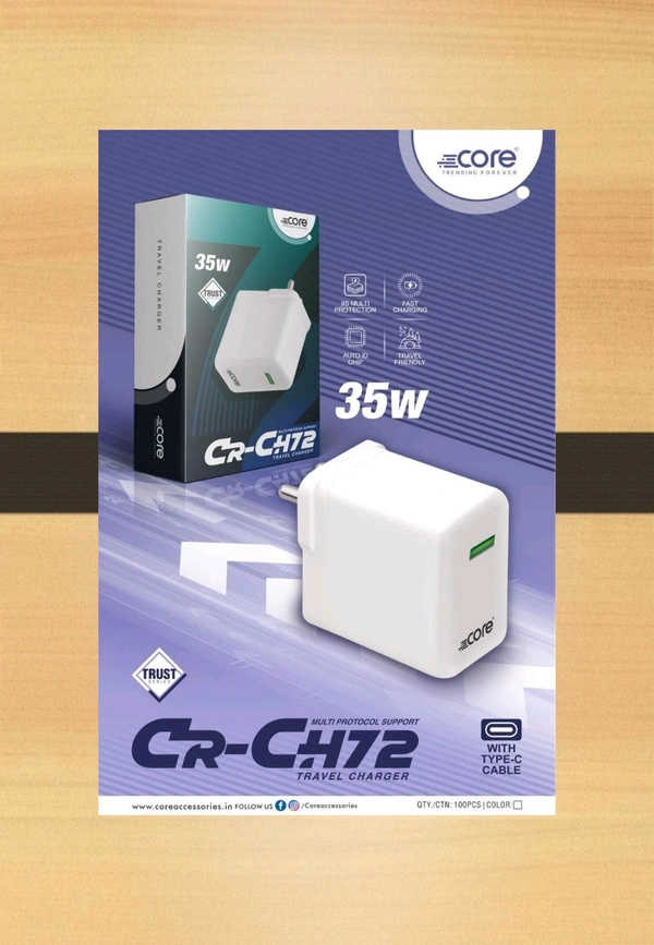 35Watt Type C Super Fast Travel Charger CH72 - White