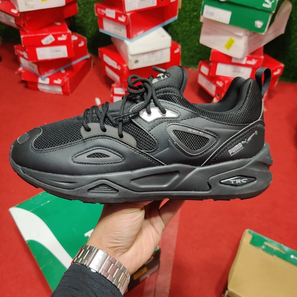 PUMA TRC Blaze Triple Unisex Sneakers - Puma Black-Puma Silver, UK 10, Black