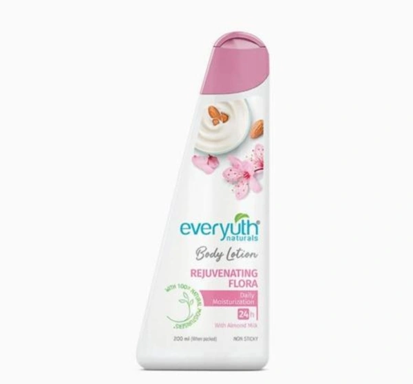 24 hours Protection Body lotion with Almond Milk, Non sticky, 200ml, Rejuvenating Flora