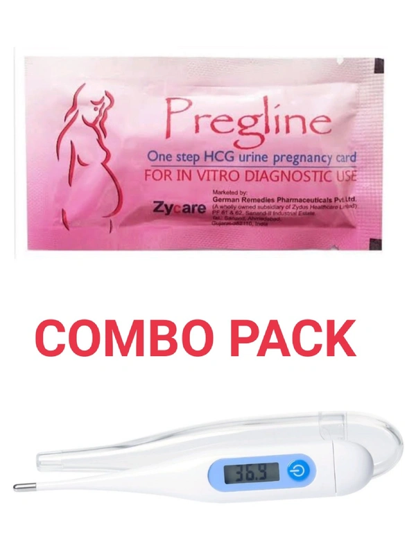 Pregline Pregnancy Test Kit Device + Digital thermometer (COMBO PACK)