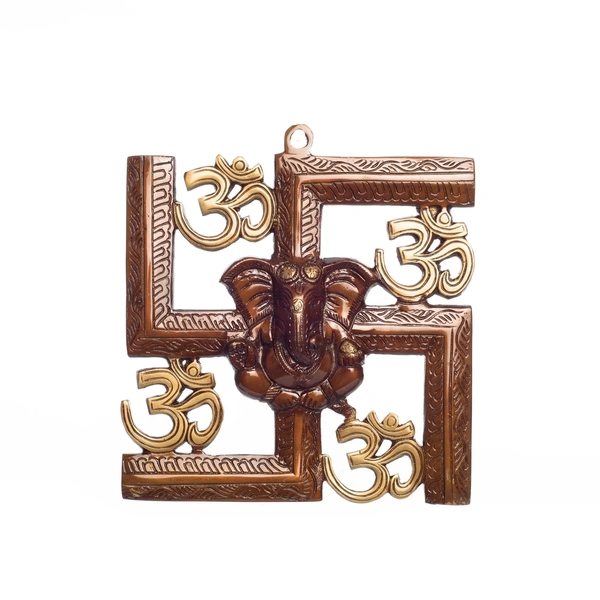 Religious Swastika Om Ganesha Brass Wall Hanging