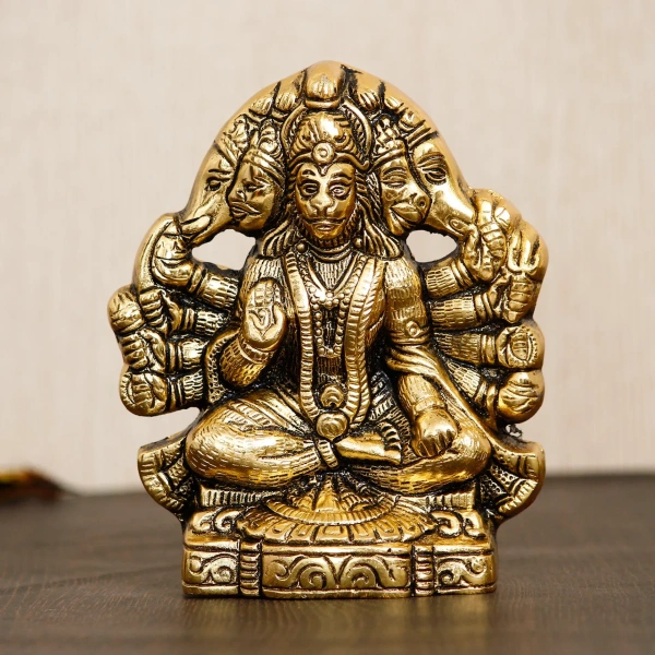 Brown And Copper Polyresin Blessing Lord Hanuman Idol