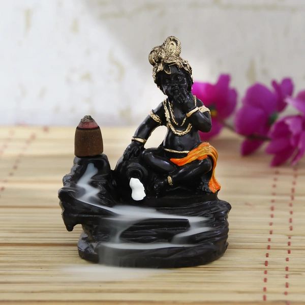 Lord Krishna Idol Smoke Backflow Cone Incense Holder