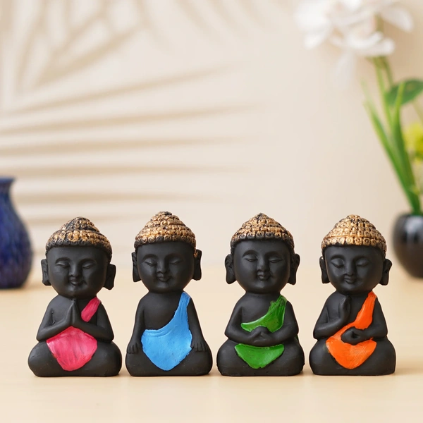 Black & Golden Polyresin Handcrafted Meditating Buddha Statue
