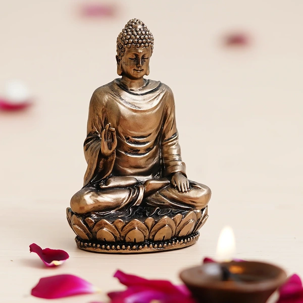 Cold Cast Bronze Resin Meditating Lord Buddha Statue