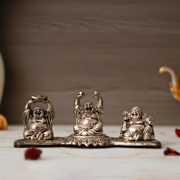 Silver Set Of 3 Laughing Buddha