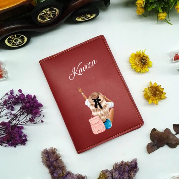 Customized Passport Cover With Vegan Leather - Red