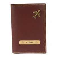 Customized Passport Cover With Name & Charm | Brown