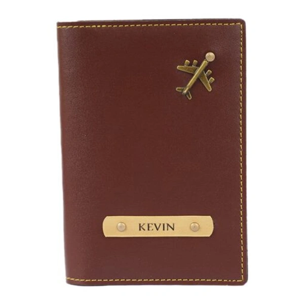 Customized Passport Cover With Name & Charm | Brown