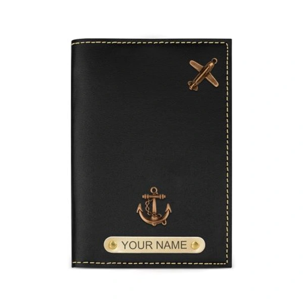 Personalized Leather Passport Cover - Black