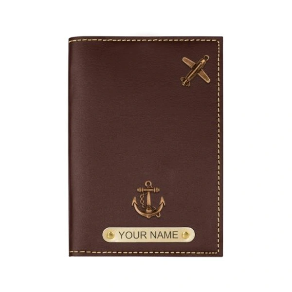 Personalized Leather Passport Cover - Brown