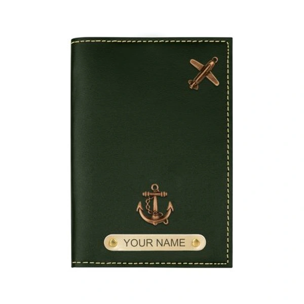 Personalized Leather Passport Cover - Olive