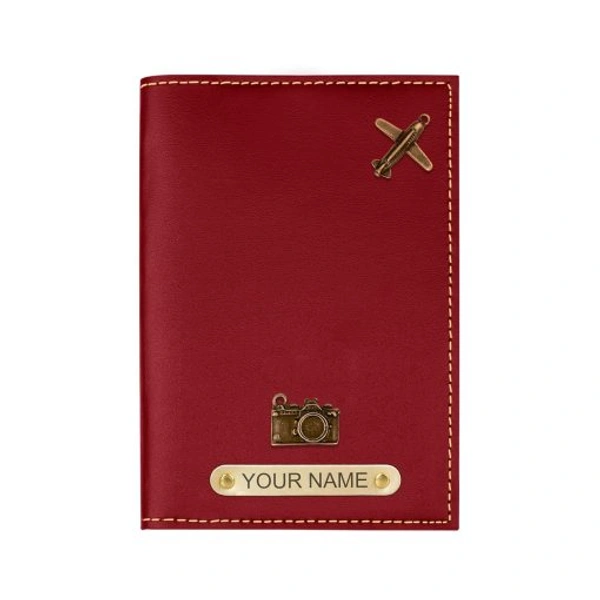 Personalized Leather Passport Cover - Red