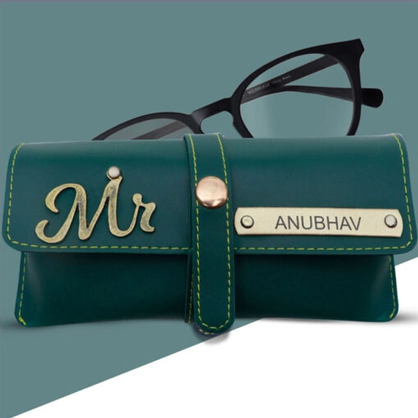 Customized Faux Leather Sunglass Case - Olive