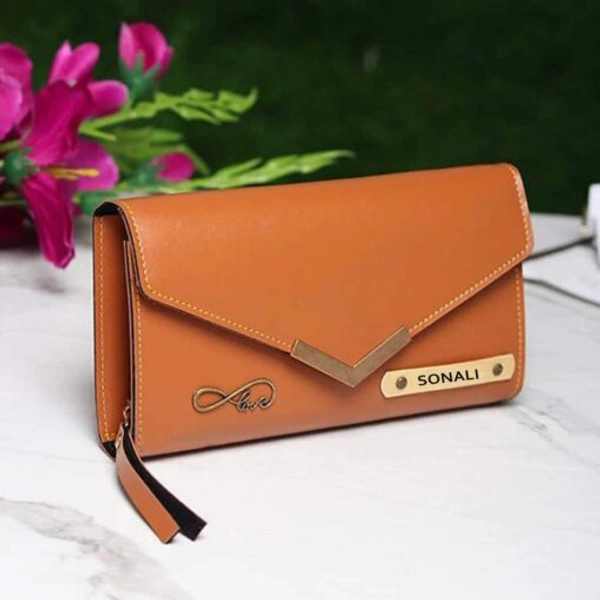 Elegant Personalized Women's Wallet With Charm | Tan