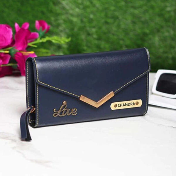 Elegant Personalized Women's Wallet With Charm | Blue
