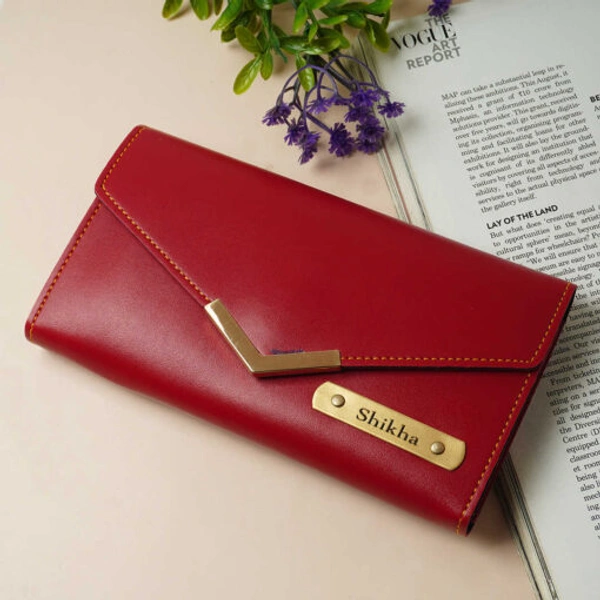 Elegant Personalized Women's Wallet With Charm | Red