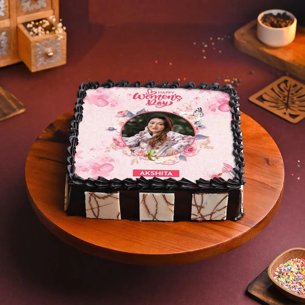 Women's Day Square Photo Cake - 2 Kg