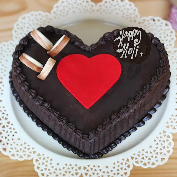 Heart Shaped Chocolate Truffle Cake - 500 Gm