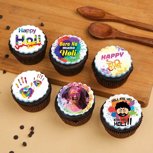 Set Of 6 Holi Cupcakes