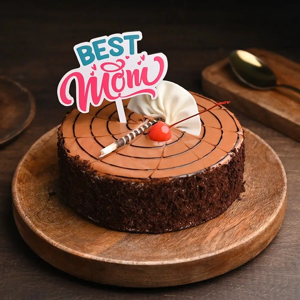 Butterscotch Cherry Topped Cake With Mom Topper - 500 Gm