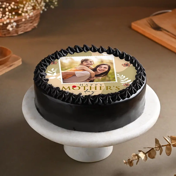 Moms Day Floral Joy Photo Cake - 1.5 Kg