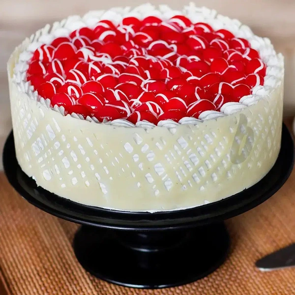 White Chocolate Cherry Topped Cake - 1 Kg