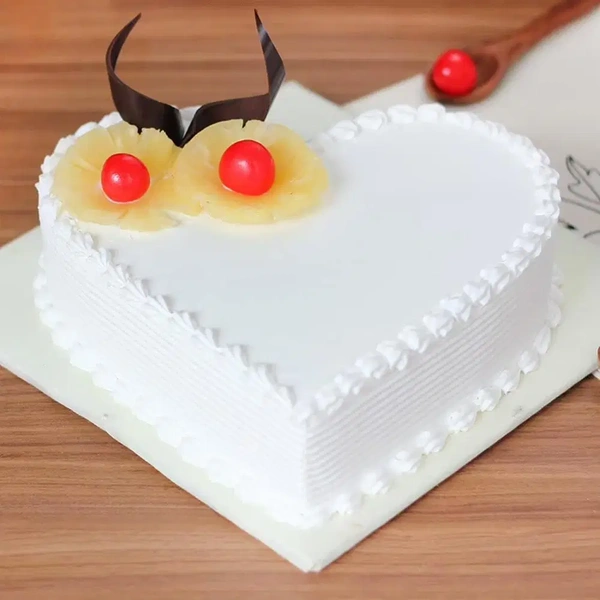 Heart Shaped Pineapple & Cherry Cake - 1.5 Kg