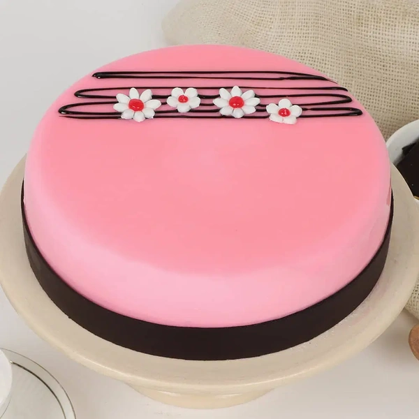 Floral Design Pink Strawberry Cake - 1.5 Kg