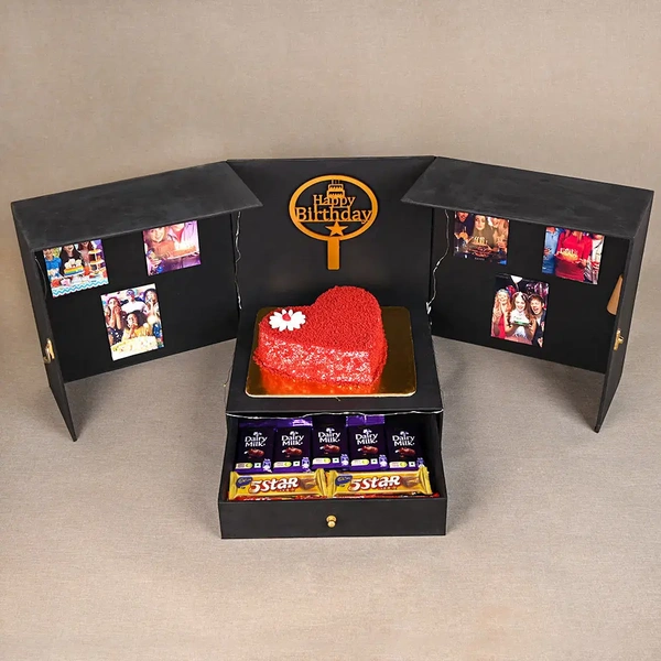 Red Velvet Cake N Chocolate Box - 500 Gm