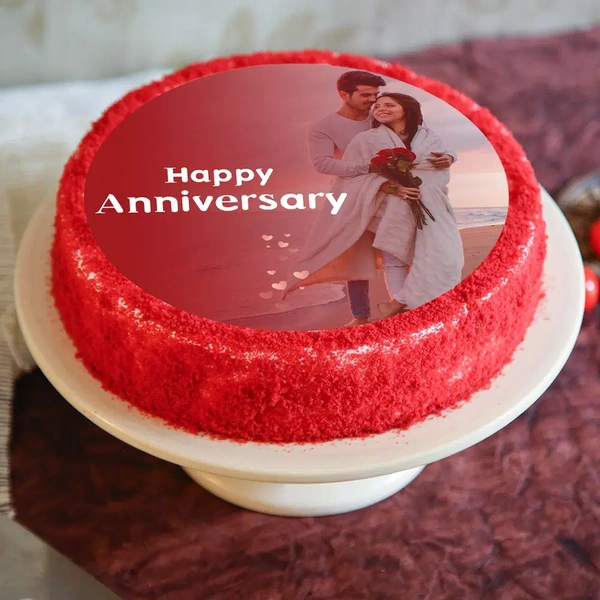 Round Red Velvet Photo Cake - 2 Kg