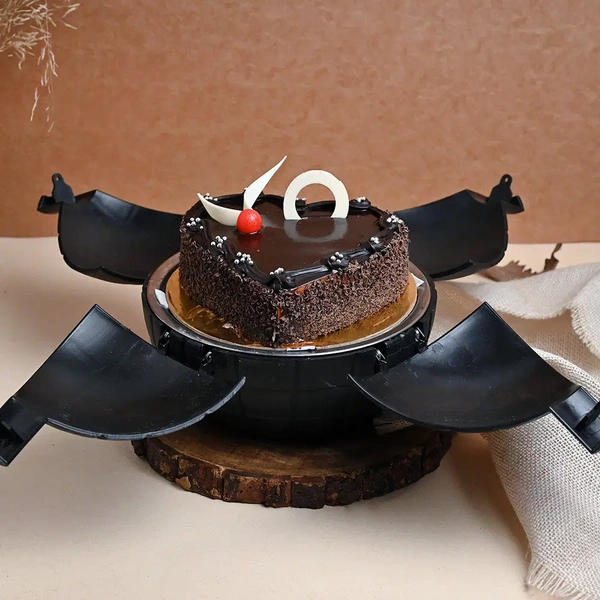 Heart Shaped Chocolate Truffle Bomb Cake - 500 Gm