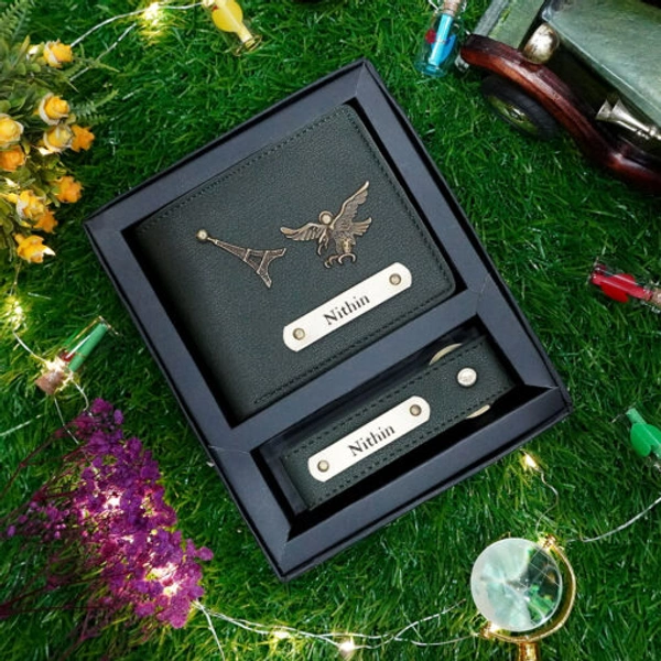 Customized Men’s 2-in-1 Combo Set: Personalized Wallet & Keychain