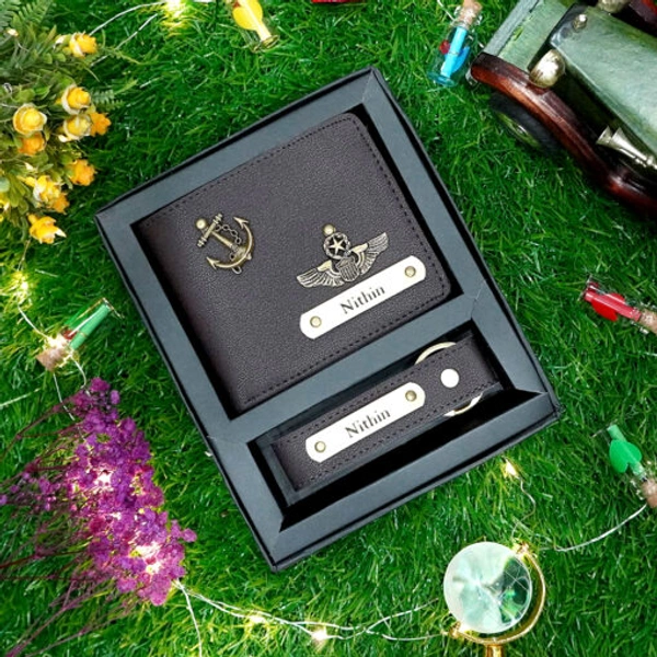 Customized Men’s 2-in-1 Combo Set: Personalized Wallet & Keychain