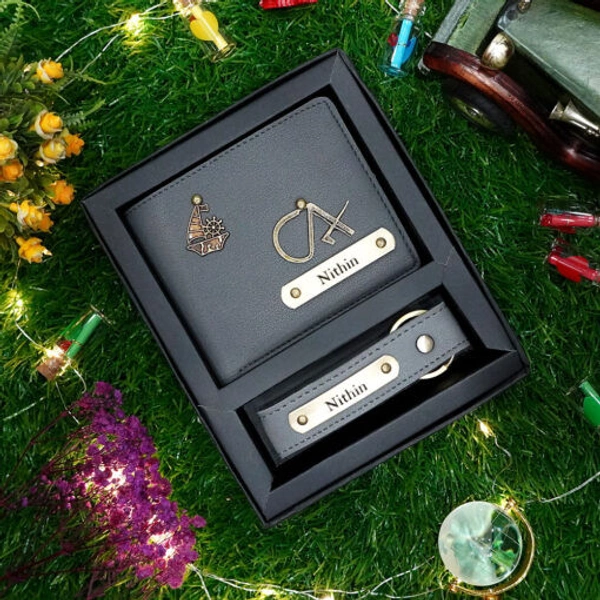 Customized Men’s 2-in-1 Combo Set: Personalized Wallet & Keychain
