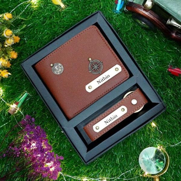 Customized Men’s 2-in-1 Combo Set: Personalized Wallet & Keychain