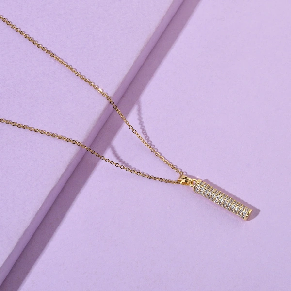 Isla Crystal Studded Gold Necklace