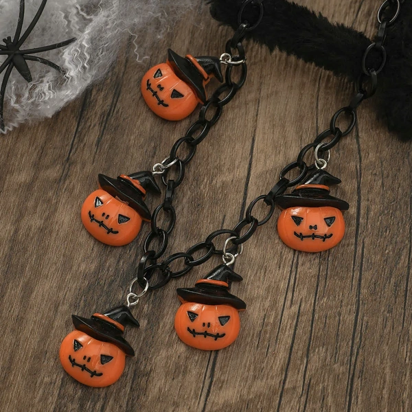 Halloween Pumpkin Black Necklace