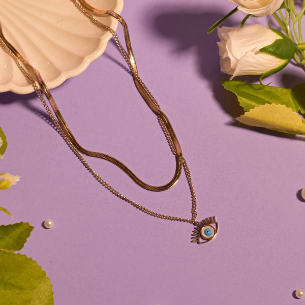 Nyx Evil Eye Necklace - Rose Gold
