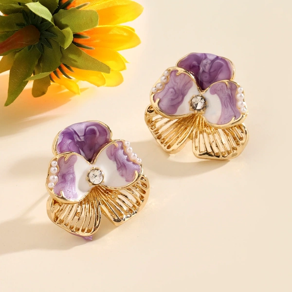 Metallic Flower Luxury Gold Earring