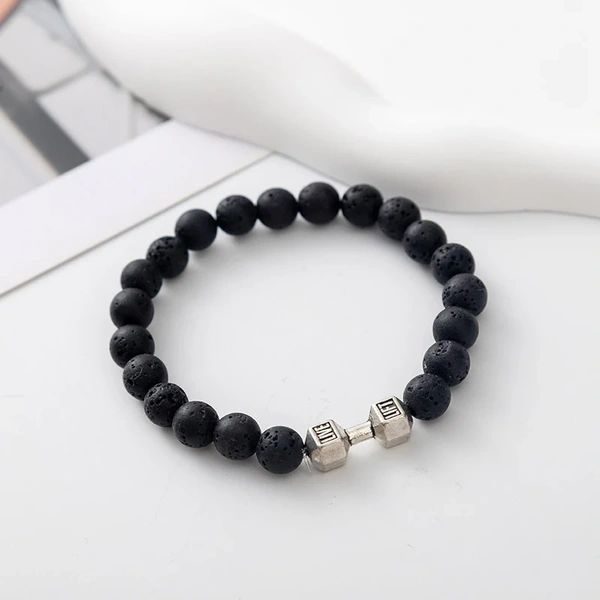 Strength Beaded Stone Band - Silver