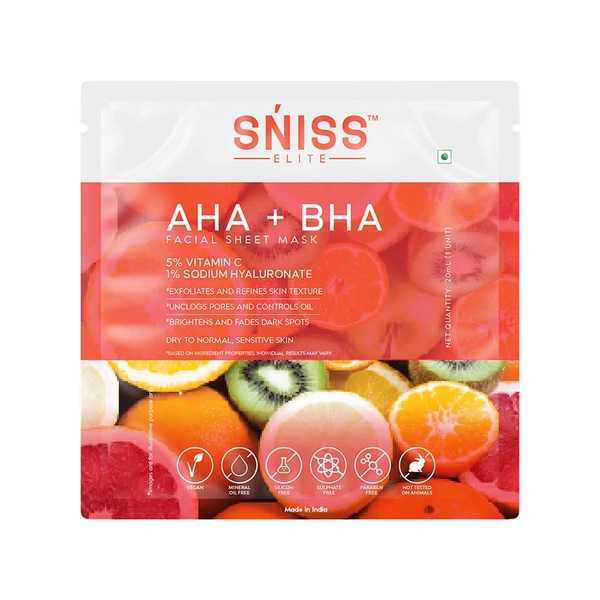 Sniss AHA + BHA Face Sheet Mask - 20 Ml